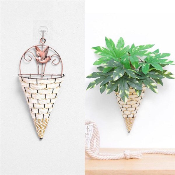 Natural Wicker Flower Basket Wall Vase