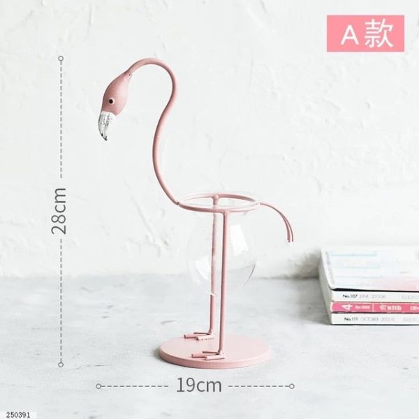 Pink Flamingo Shape Glass Vase - Image 2