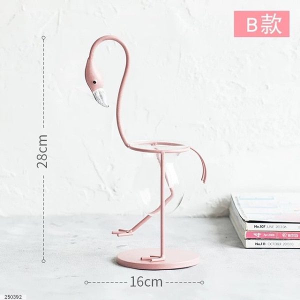 Pink Flamingo Shape Glass Vase - Image 3