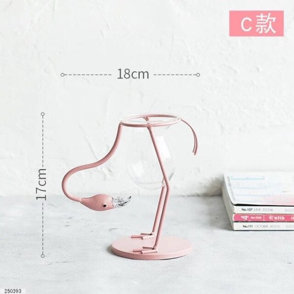 Pink Flamingo Shape Glass Vase - Image 4