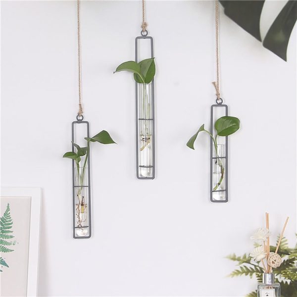 Glass and Wood Wall Vase