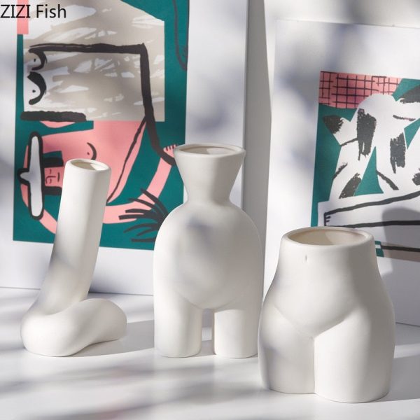 Simple Modern Ceramic White Human Body Vase