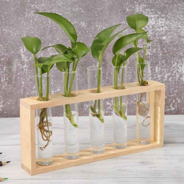 Wood Frame Glass Vase