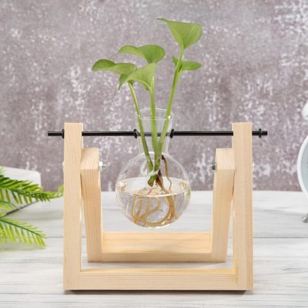 Wood Frame Glass Vase - Image 2